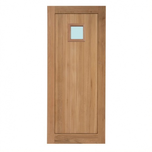 Solid Oak External Door - Mexicano with Glass Opening